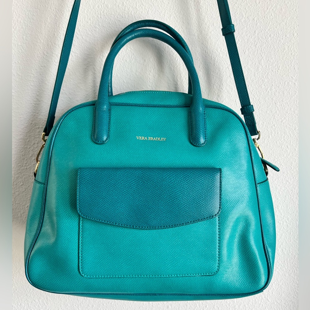TEAL LEATHER PURPSE/TOTE